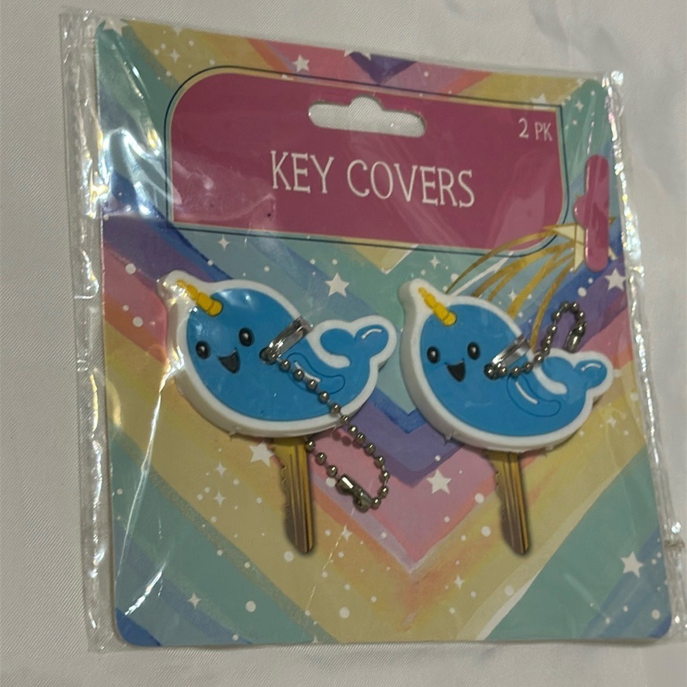Narwhal Key Covers 2 Pack Blue Whale Unicorn of the Sea Keychain Accessories